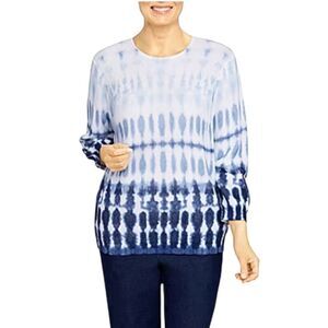 Alfred Dunner Shenandoah Valley Blue Ombre Pullover Sweater size Small